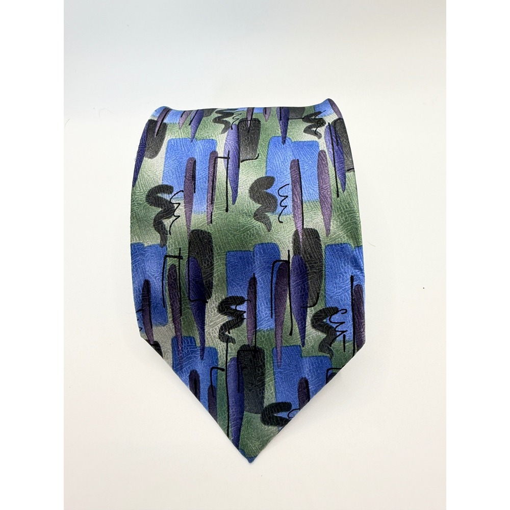 J. Garcia Mens Abstract Art Silk Necktie Blue Green Purple 2005 Estate LLC
